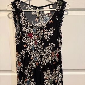 LC Lauren Conrad Black Floral Sleeveless Blouse